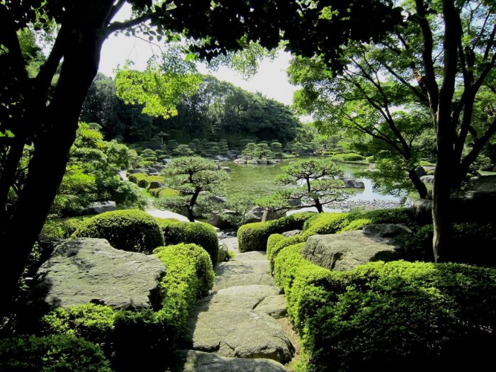 Японский сад в парке Оохори